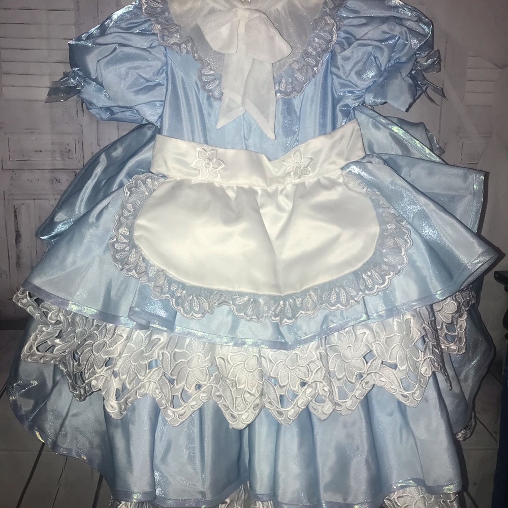 CHASING FIREFLIES DELUXE GIRLS ALICE IN WONDERLAND BLUE COSTUME DRESS NWOT. - Picture 3 of 11
